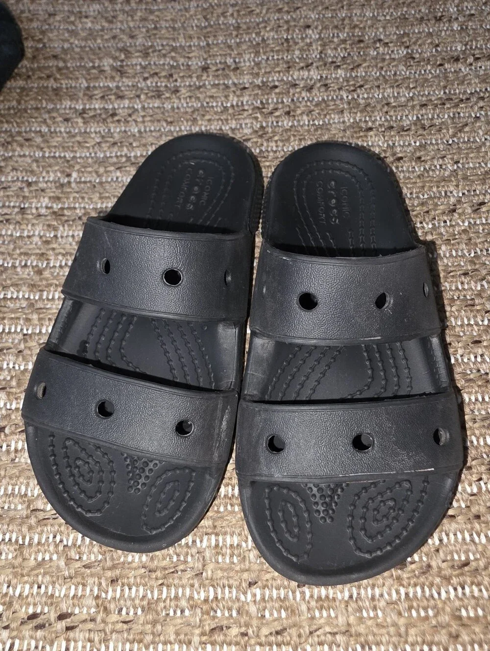 Kids Black Unisex Strap Slide Crocs